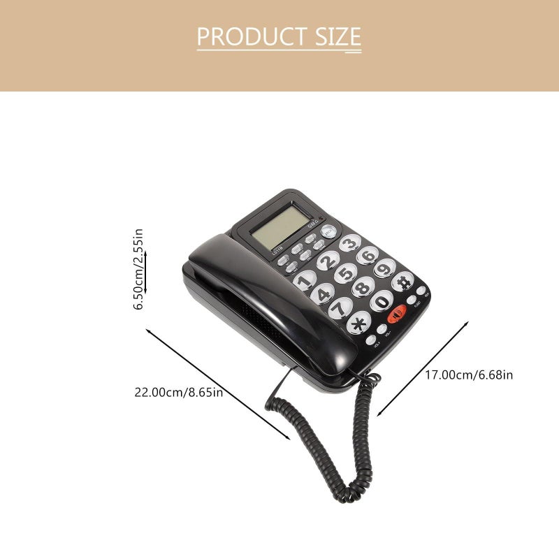 Unomor Desk Phone Smooth Dial Clear Sound Reusable Office Home Black - Image 3