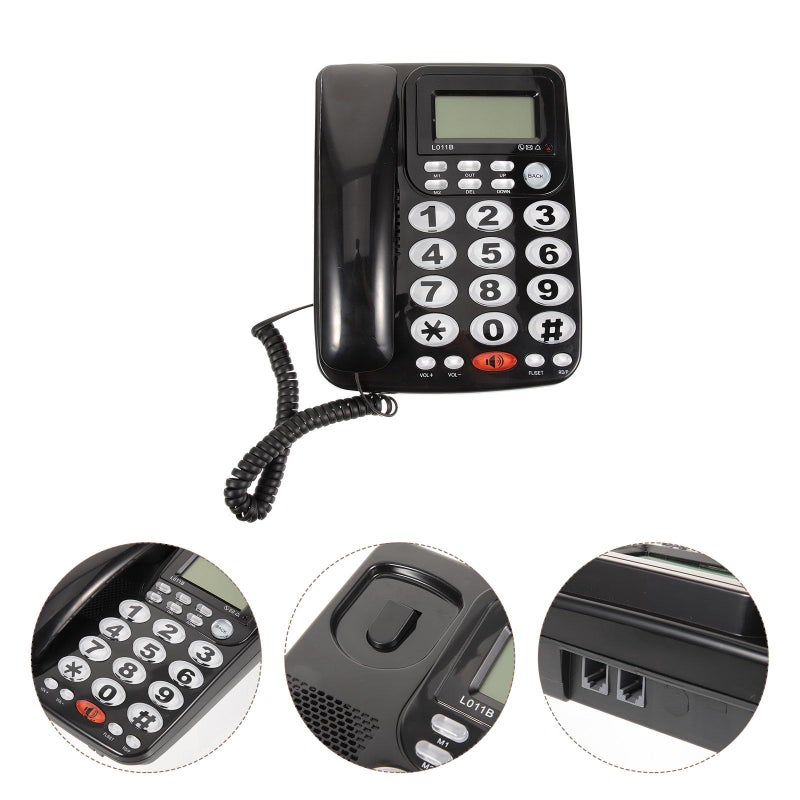 Unomor Desk Phone Smooth Dial Clear Sound Reusable Office Home Black - Image 5