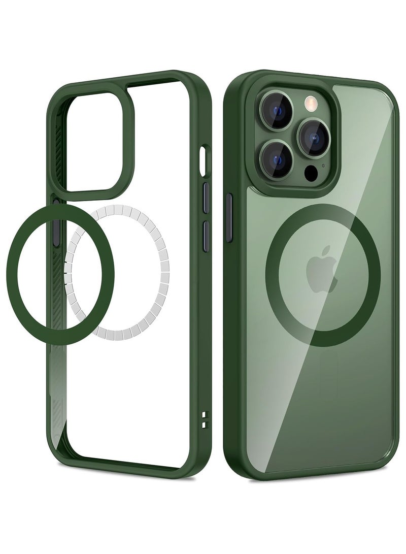 ACLIX Magnetic Case for iPhone 15 Pro Max [Shockproof & Slim] Clear Hard Back Cover with high-Grade Protection | Green - Image 1