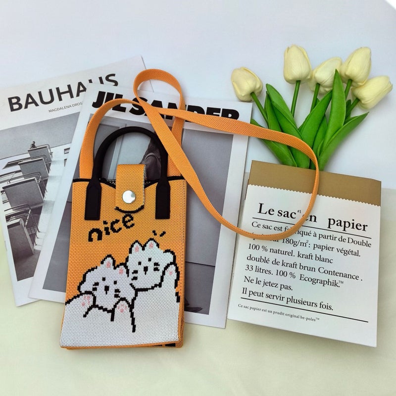 2025 Korean Version Portable Shoulder Crossbody Knitted Phone Bag For Women, Versatile And Convenient Small Storage Bag, Simple And Portable - Image 1