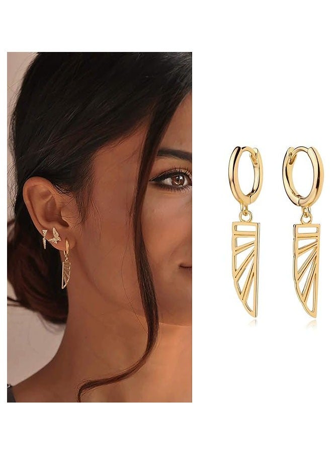 Mevecco Women Gold Huggie Hoop Earrings Dangle Drop 14K Gold Filled Small Boho Beach Simple Delicate Handmade Hypoallergenic Jewelry Gift - Image 3