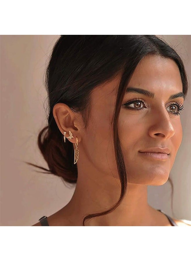 Mevecco Women Gold Huggie Hoop Earrings Dangle Drop 14K Gold Filled Small Boho Beach Simple Delicate Handmade Hypoallergenic Jewelry Gift - Image 2