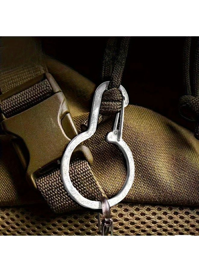 3pcs Silvery Stainless Steel Keychain Multifunctional Quick Release Carabiner Anti Theft Lock Clip - Image 1