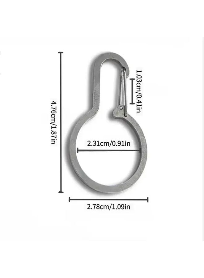 3pcs Silvery Stainless Steel Keychain Multifunctional Quick Release Carabiner Anti Theft Lock Clip - Image 2