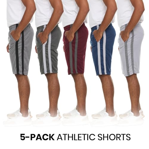 Essential Elements Athletic Shorts for Men - Men's Basketball Shorts - Sports Shorts for Workout, Gym, Running (5 Pack/Set F, Large) - Image 5