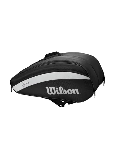 Wilson Federer Team Tennis Bag, Black, Adults, Holds up to 12 Rackets
