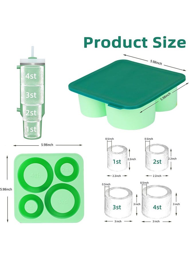 Ice Cube Tray, Silicone ice Cube Set with lid Makes 4 Hollow Cylinder Ice Cube Molds, Ice Making Silicone Mold, for Freezer, Ice Drink, Juice, Whiskey, Cocktail, Summer Gifts