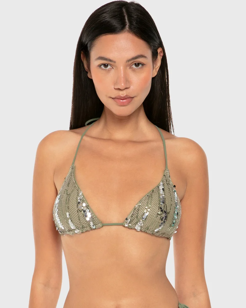 ايسلا اند ايفي Isla & Evie Sequin Halter Neck Swim Bra Top