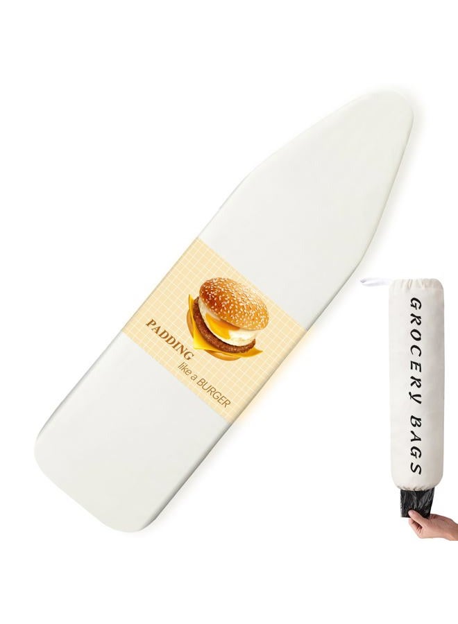 BNDX Ironing Board Cover, 15" x 54" Standard Size Thick Padding with 2" Elastic, Stain Resistant & Durable Scorch, 2 Click Buckles for Smooth Iron Beige Natural Twill(Bonus Plastic Bag Holder) - Image 1