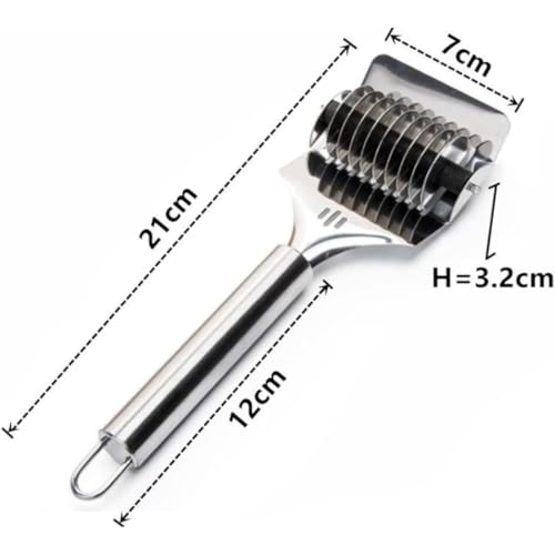 TAZLYN Kitchen Tools Steel Noodles Cutter Stainless Steel Noodle Lattice Roller | Handheld Dough Cutter Kitchen Tools Baking Pastry Tool for Noodle parota Cutter Roller (Pack of 1) - Image 2
