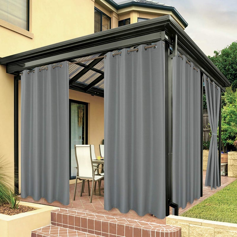BONZER BONZER Waterproof Outdoor Curtains for Patio Porch Pergola Cabana Sunlight Blocking Privacy Grommet Indoor Curtain Panels for Bedroom Living Room 1 Panel 54W x 84L inch Grey