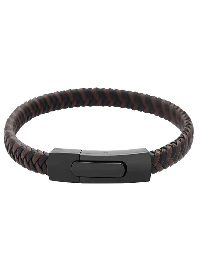 Geoffrey Beene Men's Braided Genuine Leather Fashion Bangle Bracelet with Stainless Steel Clasp, 8 inch, Leather - Image 1
