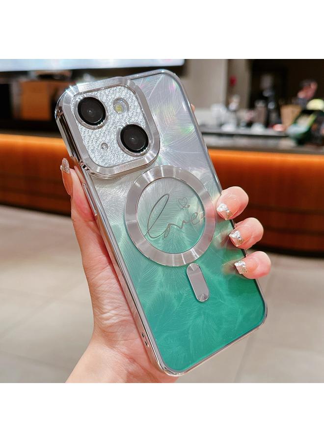 The Bros Case For iPhone 15 Dual-Love Feather Gradient Glitter Magsafe TPU Phone Case