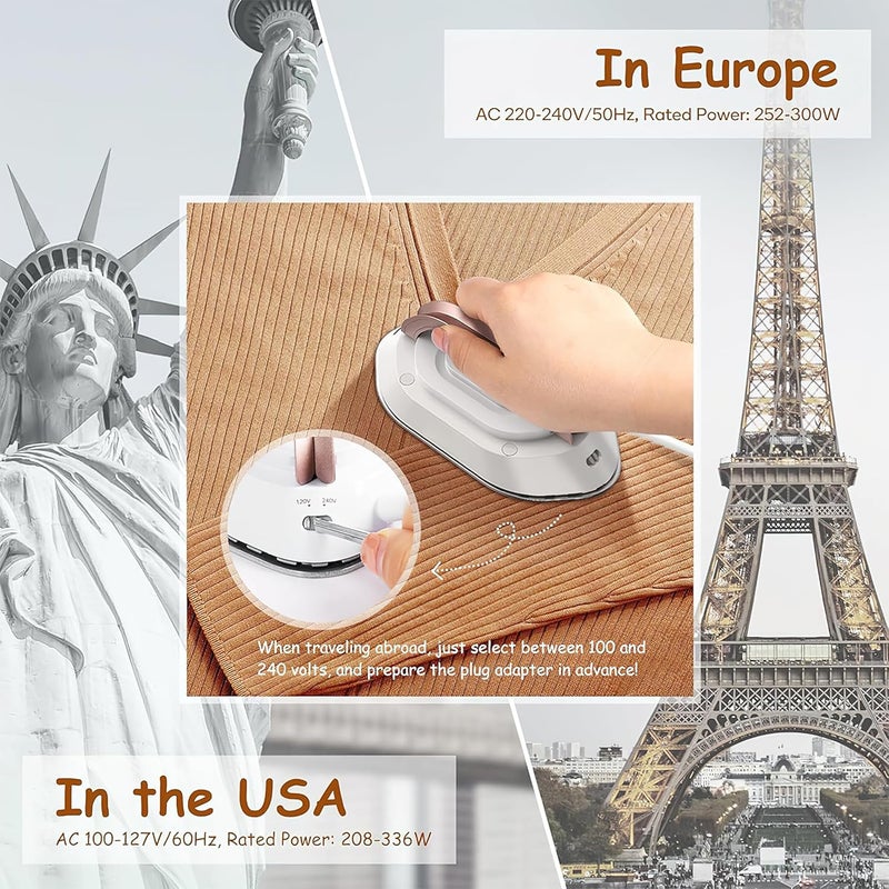 ARKZO ARKZO Portable Iron for Clothes Travelling Travel Iron Mini Foldable Handheld Compact Ironing Machine Lightweight Dual Voltage 120V220V Small Micro Iron Box Ideal for Travel - Image 3