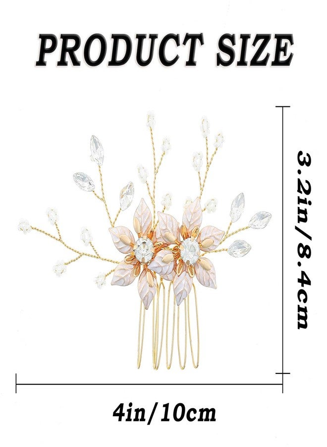 فويت مشط شعر فويت مزين بالزهور، مشط جانبي للشعر، إكسسوارات شعر ذهبية مزينة بالزهور واللؤلؤ للنساء والعرائس - Image 5