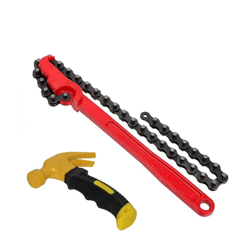 Digital Craft Digital Craft 2 Item Combo 9 Inch Chain Type Oil Filter Wrench Auto Tool Engine Box Spanner Oil Fuel Filter Wrench Removal Tools Remover With Chain Wrench Mini Hammer  - Image 1