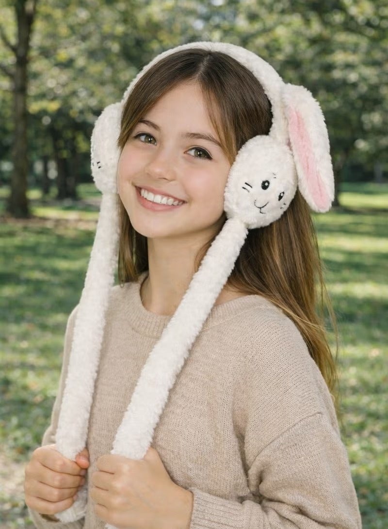Ear Muffs with Flapping Bunny Ears for Women & Kids – Cute Animal Ear Warmers with Moving Ears, Soft Plush Winter Earmuffs for Girls, Boys & Teens - Image 2