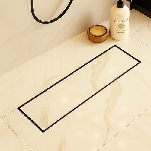 LIPKA 18 x 5 Inches Rectangle Invisible Tile Insert Shower Drain Channel | Waste Water Floor Drain for 13mm Tile | 304 Stainless Steel Floor Drain for Bathroom Balcony with Cockroach Trap & Side Hole - Image 1