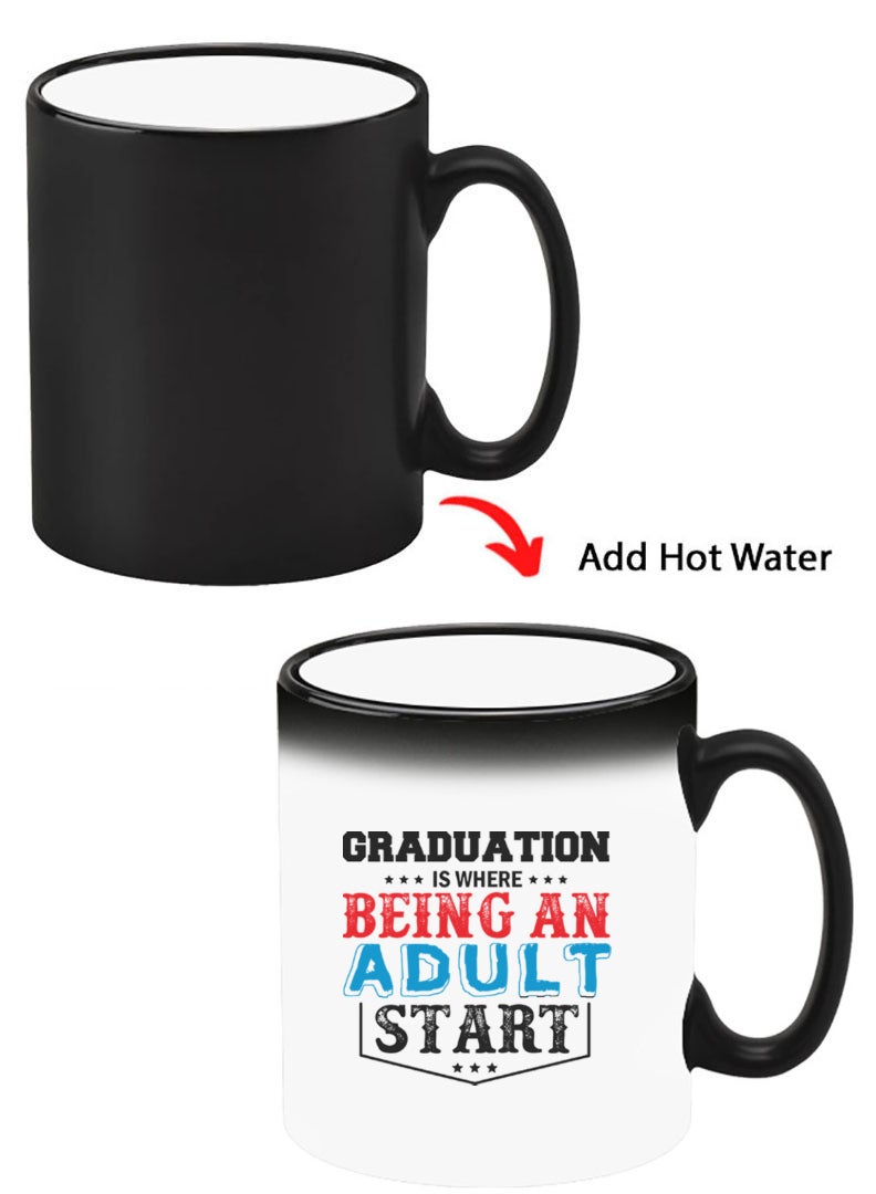 Theodor Color Changing Heat Sensitive Ceramic Mug, Image Revealed When HOT Liquid is Added! Graduation black - Image 1
