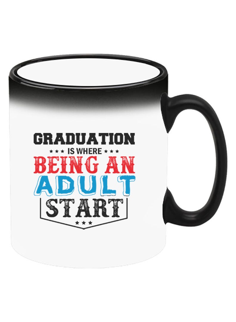 Theodor Color Changing Heat Sensitive Ceramic Mug, Image Revealed When HOT Liquid is Added! Graduation black - Image 2