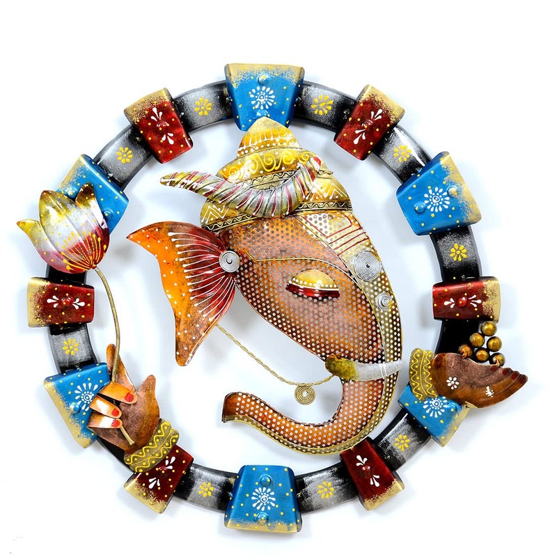 Medieval Arts Wall Hanging Metal Art Lord Ganesha Home Decorations Items For Living Room Wall Mounted Art Showpiece 1902 Inch - Image 2