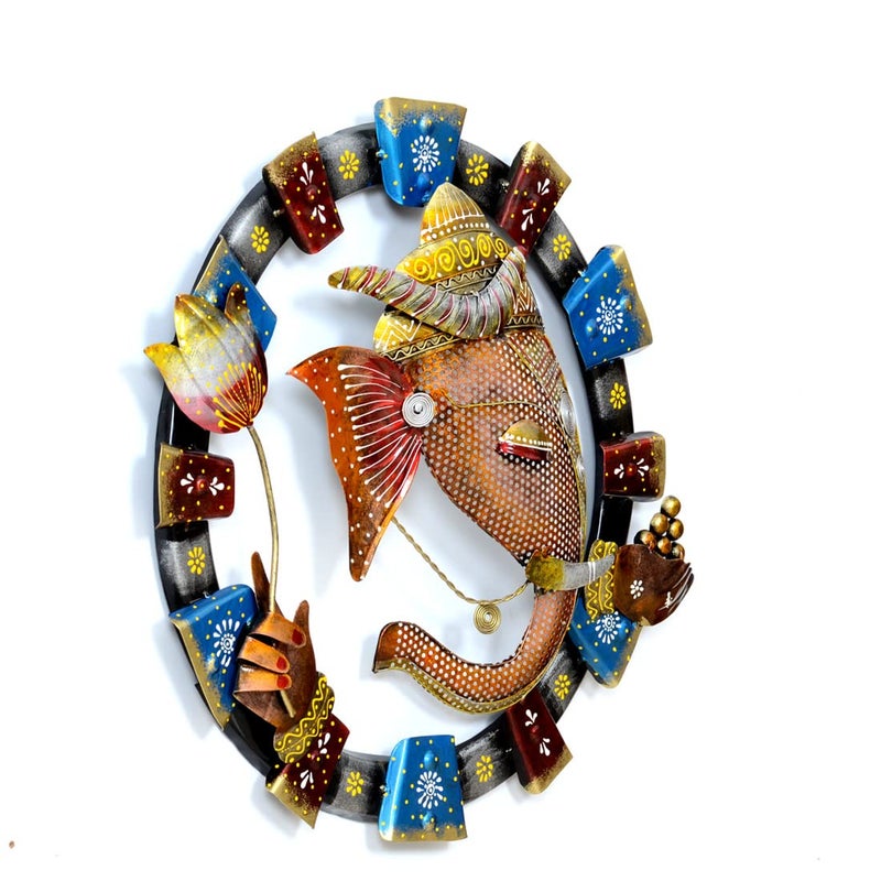 Medieval Arts Wall Hanging Metal Art Lord Ganesha Home Decorations Items For Living Room Wall Mounted Art Showpiece 1902 Inch - Image 3