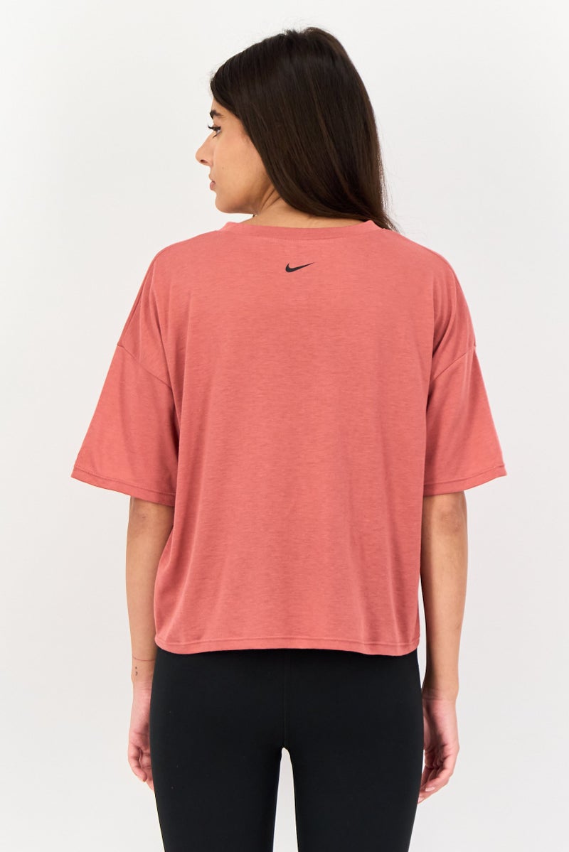 Nike Women Dri Fit Short Sleeve Training Crop Top, Rusty Brown - Image 4