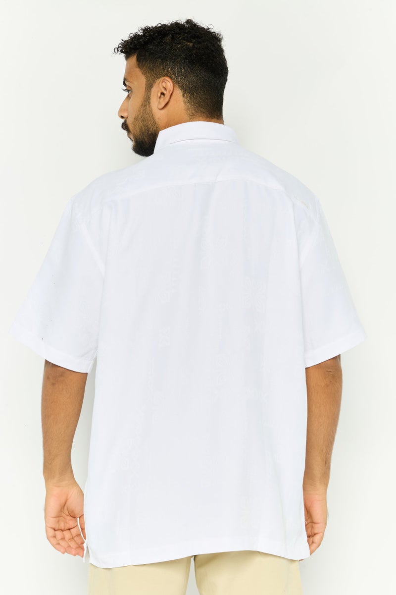 QUIKSILVER Men Regular Fit Textured Short Sleeve Casual Shirt, White - Image 4