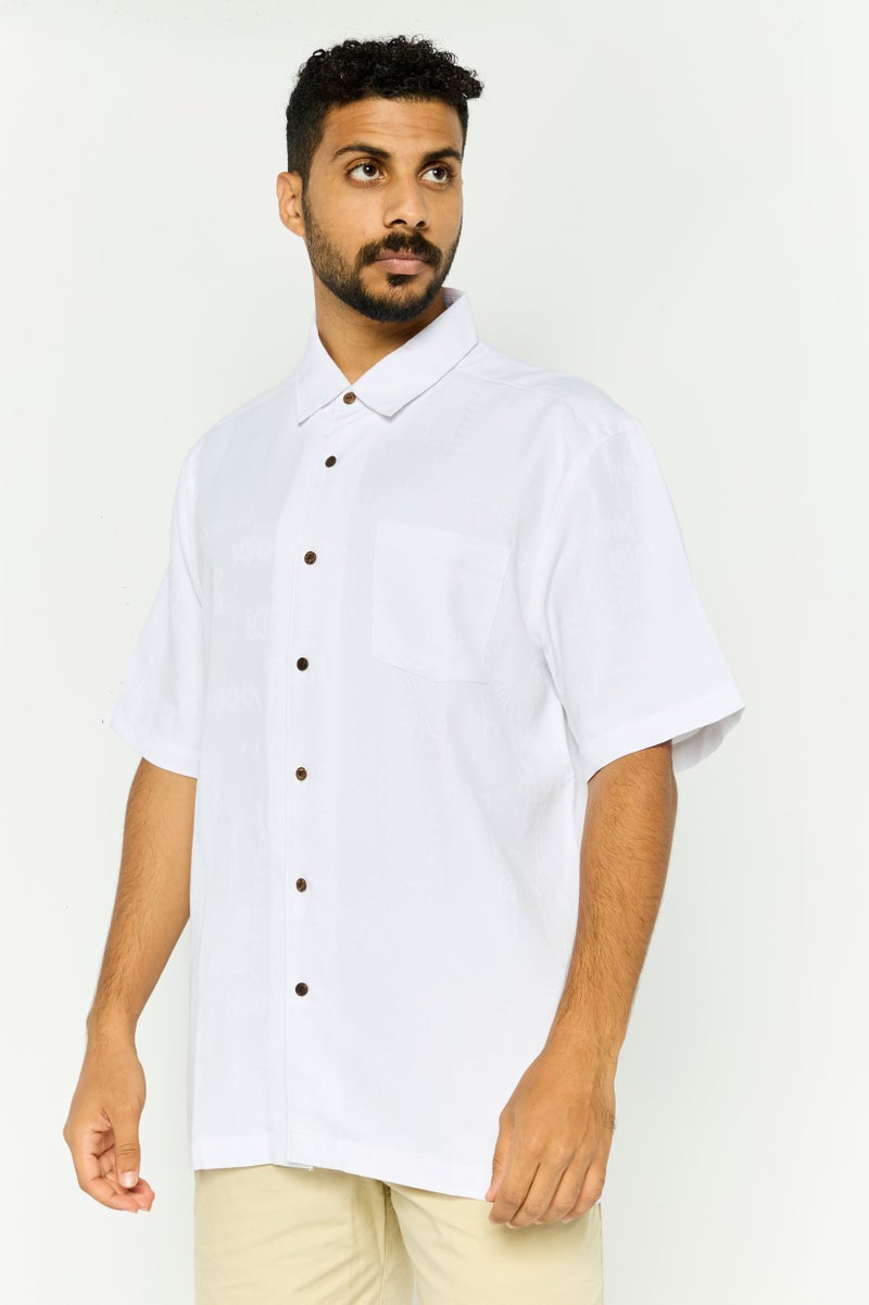 QUIKSILVER Men Regular Fit Textured Short Sleeve Casual Shirt, White - Image 1