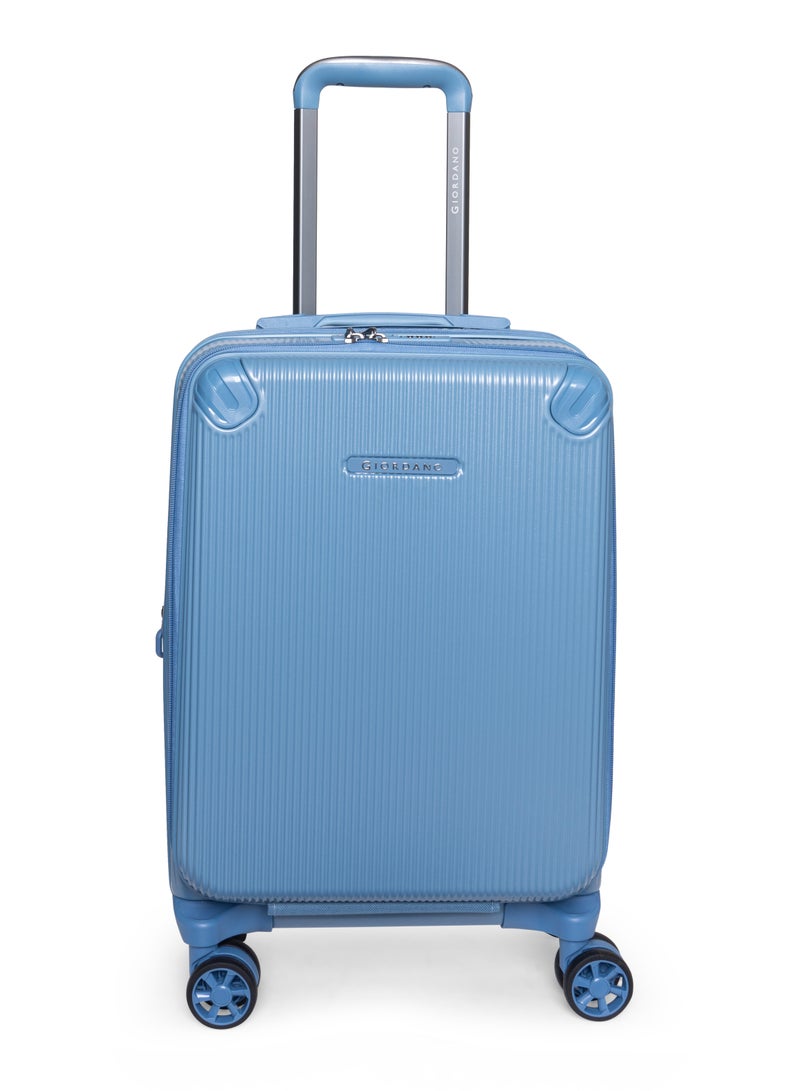 GIORDANO Giordano TitanX 20-Inch Carry-On Cabin Luggage – Front Opening Hard Shell Trolley Bag with Laptop Compartment, Secure Lock, Expandable Spinner Wheels, Lightweight Business Travel Luggage – Blue - Image 1