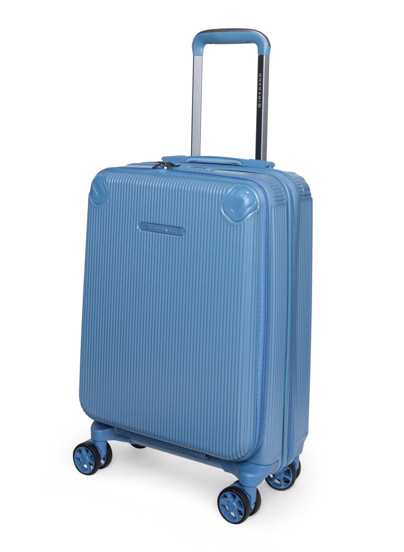 GIORDANO Giordano TitanX 20-Inch Carry-On Cabin Luggage – Front Opening Hard Shell Trolley Bag with Laptop Compartment, Secure Lock, Expandable Spinner Wheels, Lightweight Business Travel Luggage – Blue - Image 2