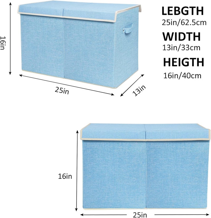 popoly Large Toy Box Chest with Lid, Collapsible Sturdy Toy Bin Storage Organizer Boxes Baskets for Kids, Boys, Girls, Nursery, Playroom, 25"x13" x16" (Linen Blue) - Image 4