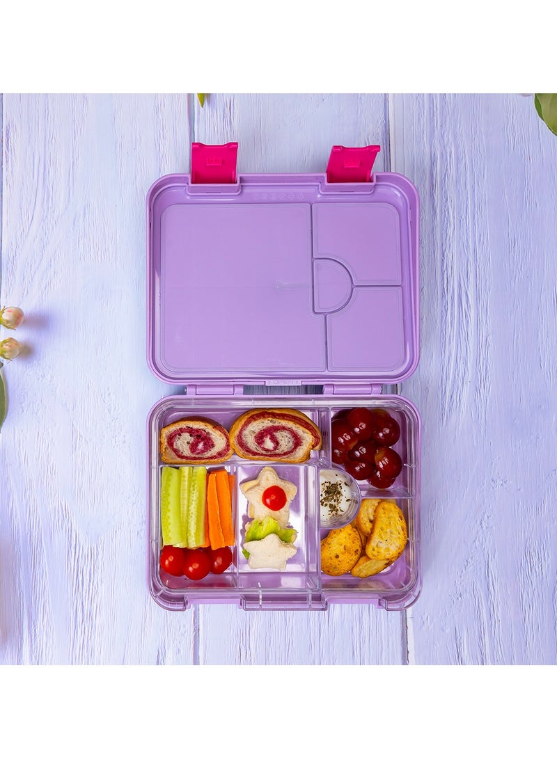 Eazy Kids 6 And 4 Convertible Bento Lunch Box With Sandwich Cutter Set - Mermaid Purple - Image 4