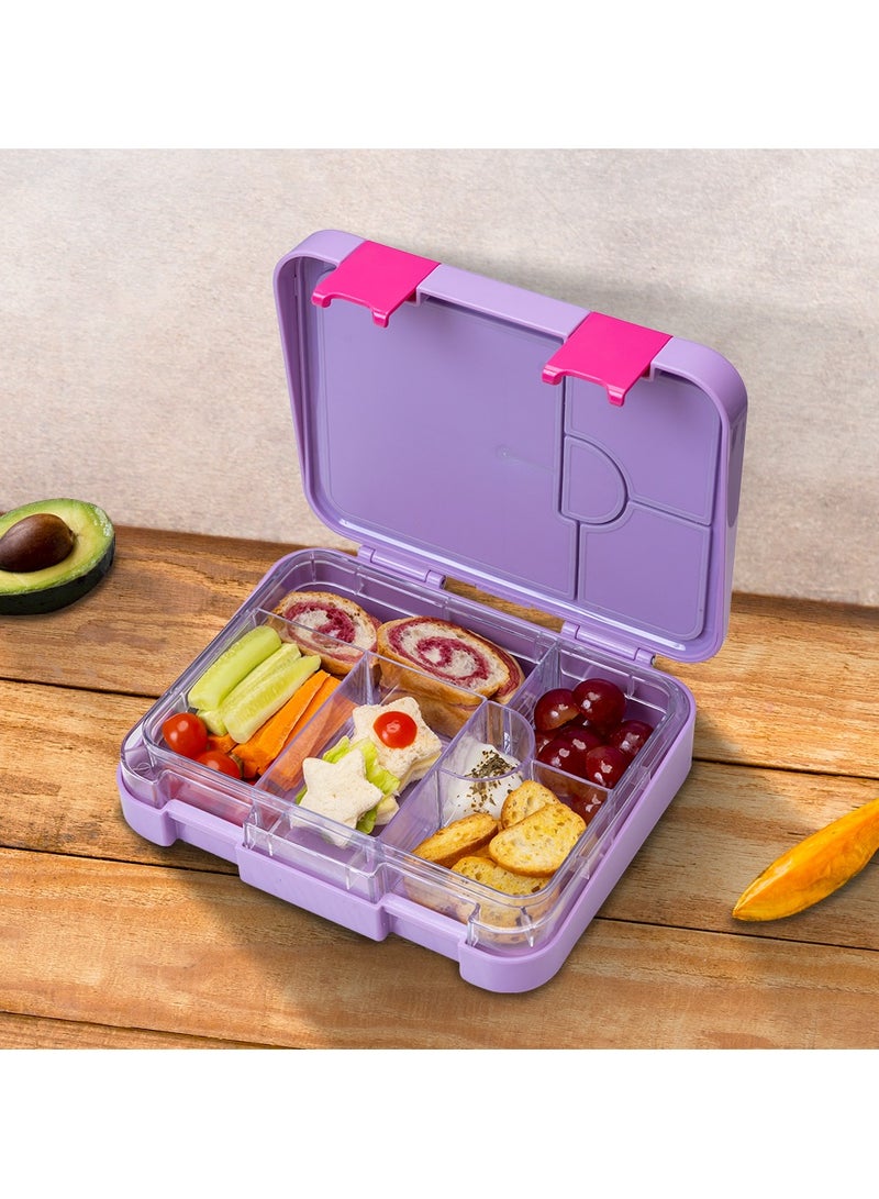 Eazy Kids 6 And 4 Convertible Bento Lunch Box With Sandwich Cutter Set - Mermaid Purple - Image 2