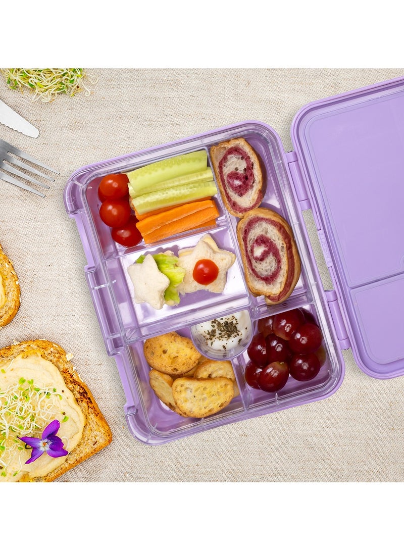 Eazy Kids 6 And 4 Convertible Bento Lunch Box With Sandwich Cutter Set - Mermaid Purple - Image 3