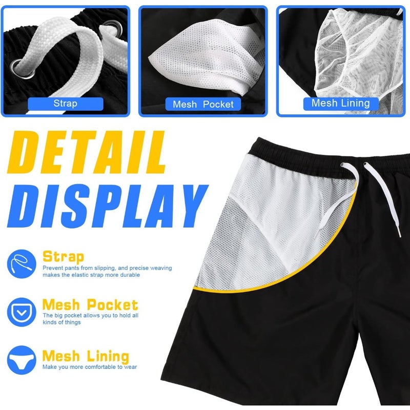 Scotamalone Mens Swimming Trunks, Quick-Drying Swim Shorts, 17.8cm, with Mesh Lining, Swimwear, Bathing Suits - Image 4