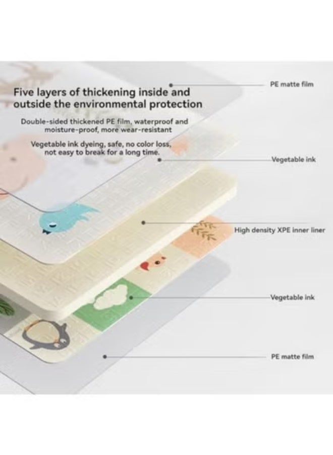 طفل نقي سجادة لعب للأطفال، 200 * 180 * 1.5 سم، مقاومة للماء، غير قابلة للانزلاق، سجادة لعب كبيرة قابلة للعكس، سجادة زحف، سجادة لعب ناعمة للغاية للأطفال للعب أو التخييم، غرفة النوم، غرفة المعيشة، منطقة السجاد (الأسد والفيل) - Image 4