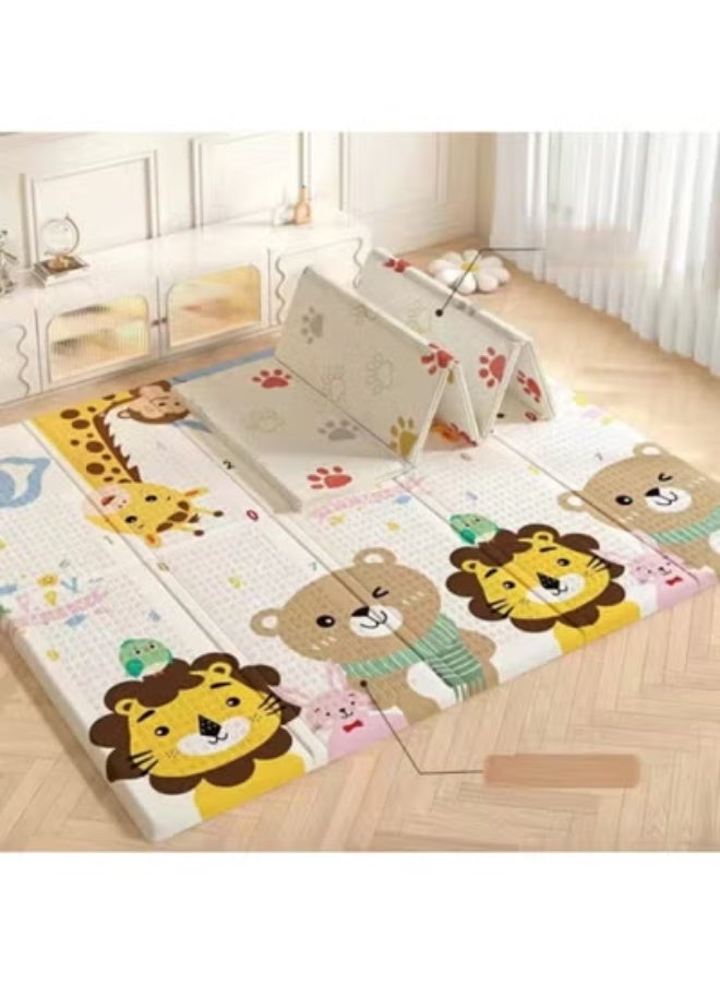 طفل نقي سجادة لعب للأطفال، 200 * 180 * 1.5 سم، مقاومة للماء، غير قابلة للانزلاق، سجادة لعب كبيرة قابلة للعكس، سجادة زحف، سجادة لعب ناعمة للغاية للأطفال للعب أو التخييم، غرفة النوم، غرفة المعيشة، منطقة السجاد (الأسد والفيل) - Image 2