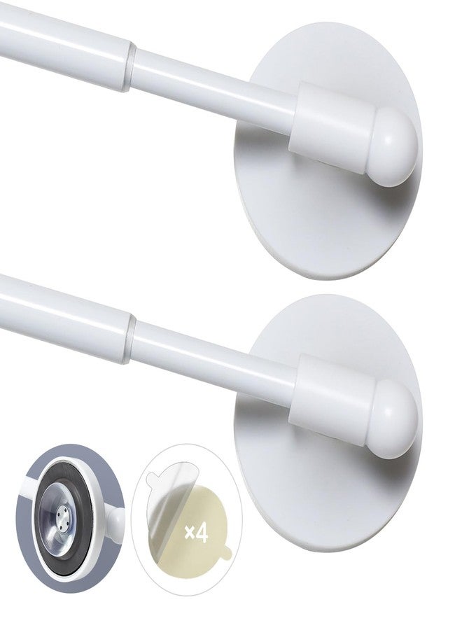 INSFITY Heavy Duty Magnetic Curtain Rods for Metal Door (16-28" Pack 2 White) Magnetic Cafe Curtain Rod with Strong Magnet & Suction-Cup (Patent Pending) - Image 1