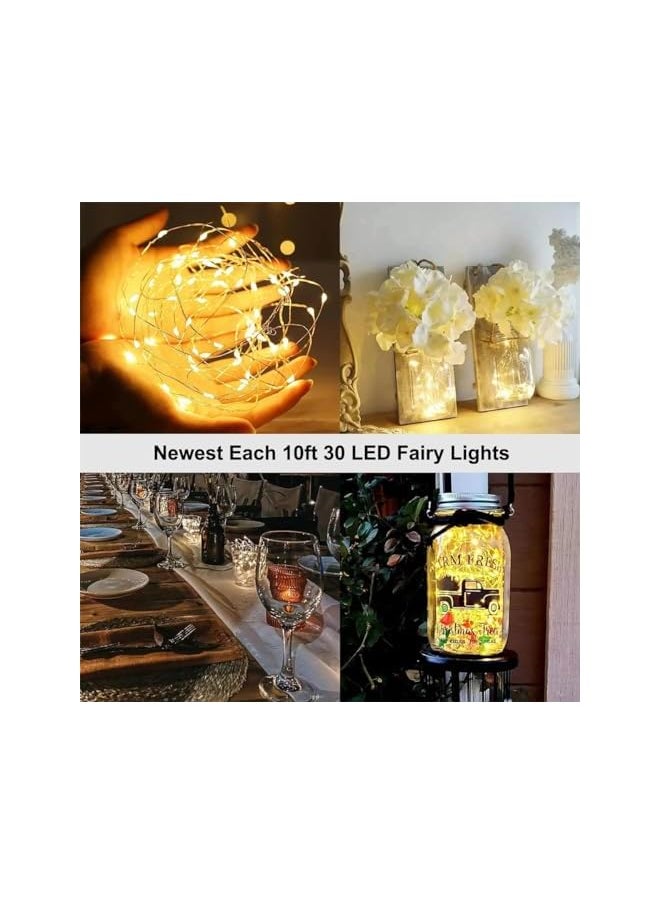 The Bros Fairy Lights Battery Operated, 16 Pack 10ft 30 LED Mini String Lights, Waterproof Silver Wire Firefly Starry Lights, Twinkle Light Indoor for DIY Wedding Party Bedroom Patio, Warm White  - Image 3