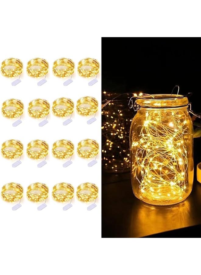 The Bros Fairy Lights Battery Operated, 16 Pack 10ft 30 LED Mini String Lights, Waterproof Silver Wire Firefly Starry Lights, Twinkle Light Indoor for DIY Wedding Party Bedroom Patio, Warm White  - Image 1