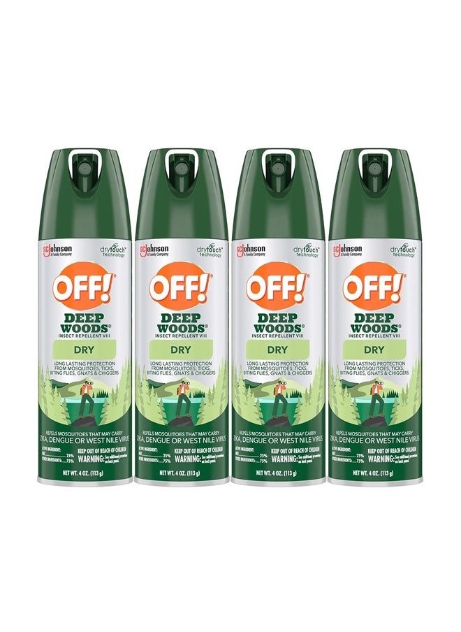 OFF! - Deep Woods Insect Repellent Aerosol, Dry, Non-Greasy Formula, Bug Spray with Long Lasting Protection from Mosquitoes, 4 Oz, 4 Count - Image 1