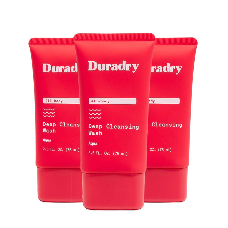 Duradry Deodorizing Body Wash for Women and Men - Odor control, Deep Cleansing, Nourishes and Moisturizes Skin, Made with Natural Ingredients - Aqua Fragrance, Travel Size - 2.5 Fl Oz (Pack of 3) - Image 1