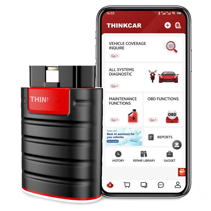 THINKCAR Thinkdiag OBD2 Scanner Bluetooth, Full System Bidirectional Diagnostic Scan Tool OE-Level Code Reader with ECU Coding,15+ Reset Service, FCA AutoAuth, All Software 1 Year Update Fits for iOS & Android - Image 1
