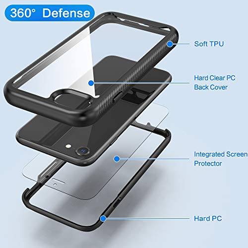 IDweel for iPhone SE 2020 Case,for iPhone 8 & 7 & SE 2022 Case(SE 2nd/3rd),Slim Fit Full-Body Shock Absorption Sturdy Cover with Build in Screen Protector Heavy Duty Shock Resistant Hard Cover,Black - Image 4