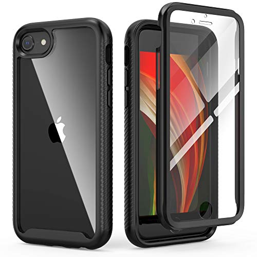 IDweel for iPhone SE 2020 Case,for iPhone 8 & 7 & SE 2022 Case(SE 2nd/3rd),Slim Fit Full-Body Shock Absorption Sturdy Cover with Build in Screen Protector Heavy Duty Shock Resistant Hard Cover,Black - Image 1