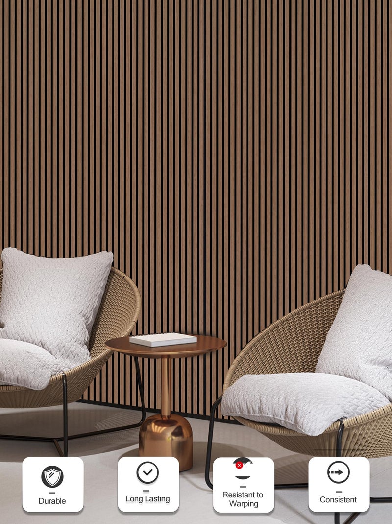 Mollywell Wood Panels for Wall, Time-Saving Installation, Versatile Wood Slat Wall Decor, Enhanced Acoustic & Sound Proof Fluted Design for Home & Office, 2 Pcs Teak, 94.5x12.5 Inch - Image 5