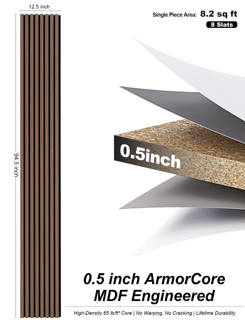 Mollywell Wood Panels for Wall, Time-Saving Installation, Versatile Wood Slat Wall Decor, Enhanced Acoustic & Sound Proof Fluted Design for Home & Office, 2 Pcs Teak, 94.5x12.5 Inch - Image 4