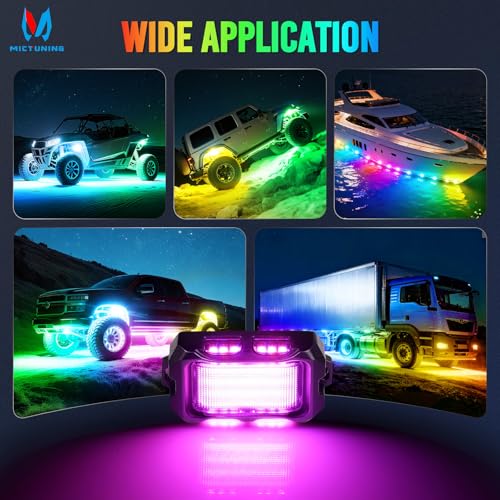 MICTUNING Q2 MAX RGB+IC Rock Lights - 16 Pods Multi-Color Zone Chasing Ultra-Bright Underglow Neon Kit, Individual Group Programming, APP Music Sync & DIY Effects, IP68 Waterproof - Image 5