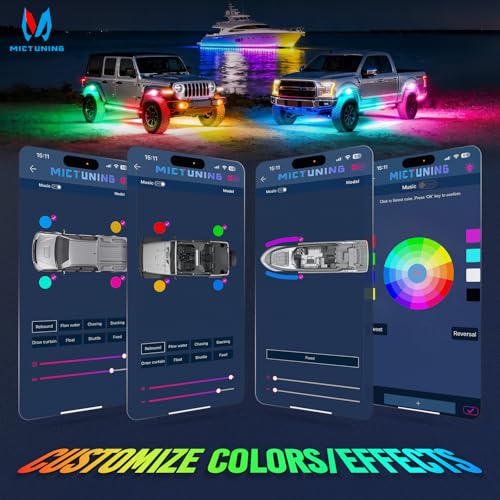 MICTUNING Q2 MAX RGB+IC Rock Lights - 16 Pods Multi-Color Zone Chasing Ultra-Bright Underglow Neon Kit, Individual Group Programming, APP Music Sync & DIY Effects, IP68 Waterproof - Image 4